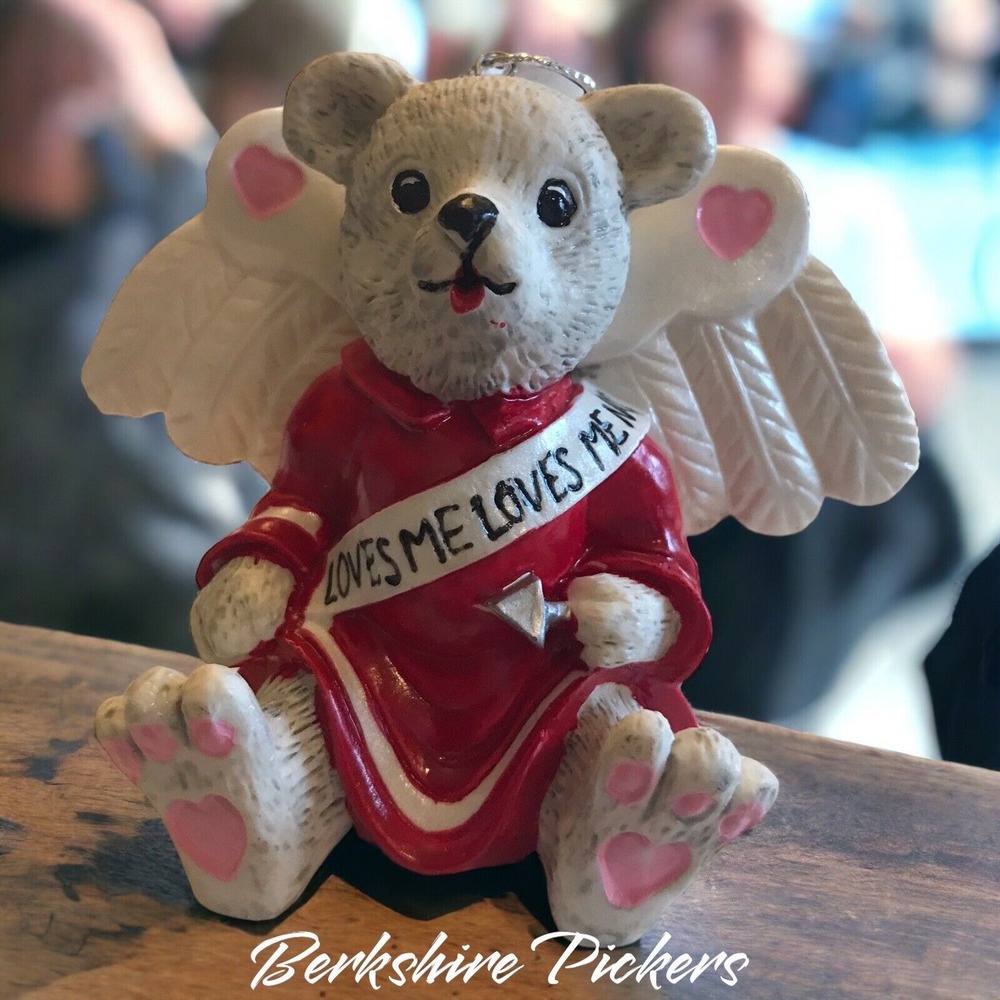 Teddy Bear‎ angel Ornament Figurine 1997 Cupid with Arrows Loves Me Loves Me Not